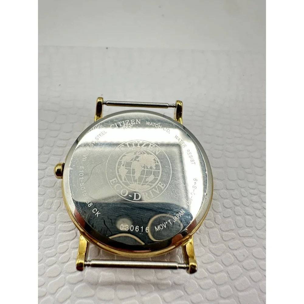 Citizen Eco-Drive Men's Gold-Tone Watch Head E101-S016688 Black Dial Day-Date